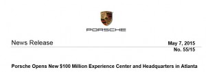 Porsche PCNA Press Release